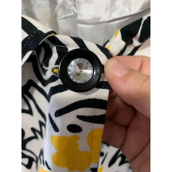 Annabell Blazer Retro Granny Business Casual Size Medium Yellow White Black - Picture 3 of 7